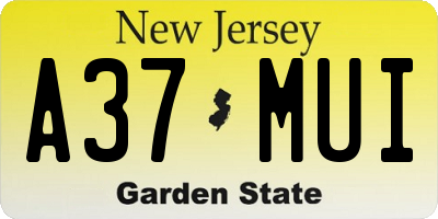 NJ license plate A37MUI