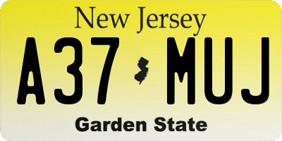 NJ license plate A37MUJ