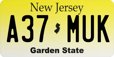 NJ license plate A37MUK