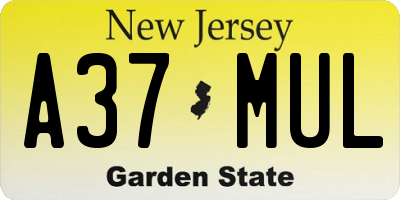 NJ license plate A37MUL