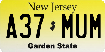 NJ license plate A37MUM