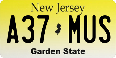 NJ license plate A37MUS