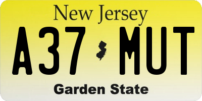 NJ license plate A37MUT