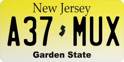 NJ license plate A37MUX