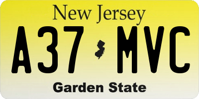 NJ license plate A37MVC