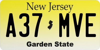 NJ license plate A37MVE
