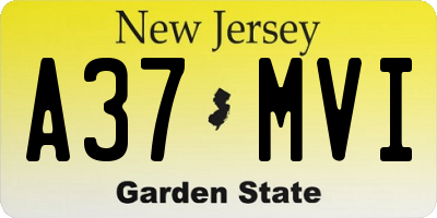 NJ license plate A37MVI