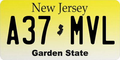 NJ license plate A37MVL