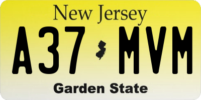 NJ license plate A37MVM