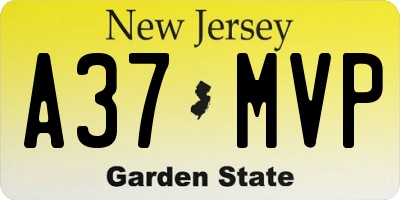 NJ license plate A37MVP