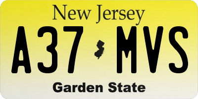 NJ license plate A37MVS
