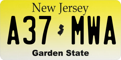 NJ license plate A37MWA