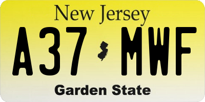NJ license plate A37MWF