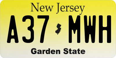 NJ license plate A37MWH