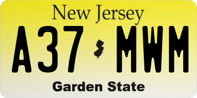 NJ license plate A37MWM