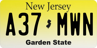 NJ license plate A37MWN