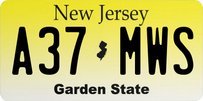NJ license plate A37MWS