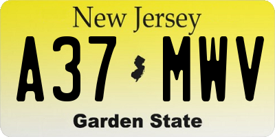 NJ license plate A37MWV