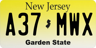 NJ license plate A37MWX