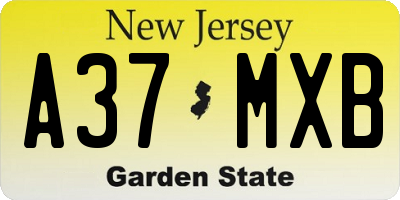 NJ license plate A37MXB