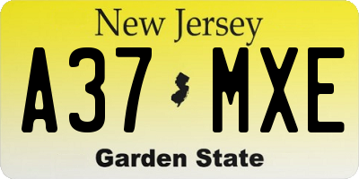 NJ license plate A37MXE