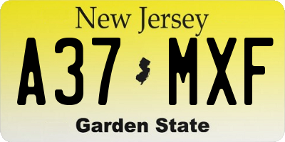 NJ license plate A37MXF