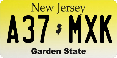 NJ license plate A37MXK