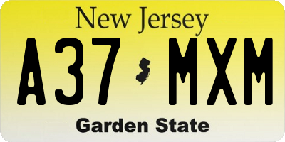 NJ license plate A37MXM