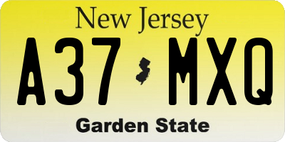 NJ license plate A37MXQ