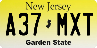 NJ license plate A37MXT