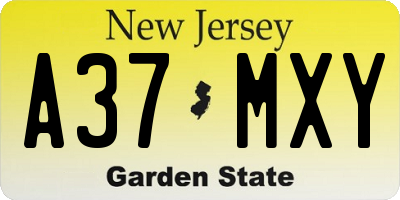 NJ license plate A37MXY