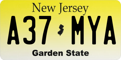 NJ license plate A37MYA