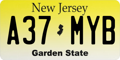 NJ license plate A37MYB