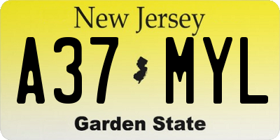 NJ license plate A37MYL