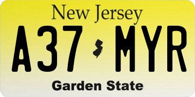 NJ license plate A37MYR