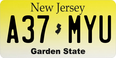NJ license plate A37MYU
