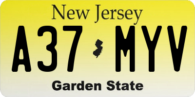 NJ license plate A37MYV