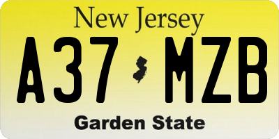 NJ license plate A37MZB
