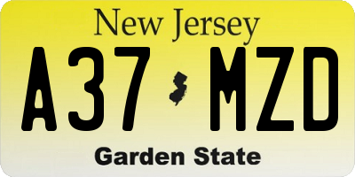 NJ license plate A37MZD