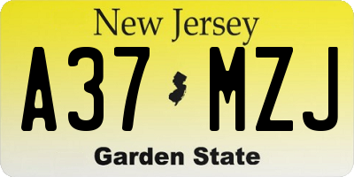 NJ license plate A37MZJ