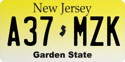 NJ license plate A37MZK