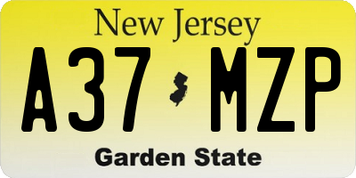 NJ license plate A37MZP
