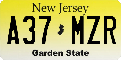 NJ license plate A37MZR
