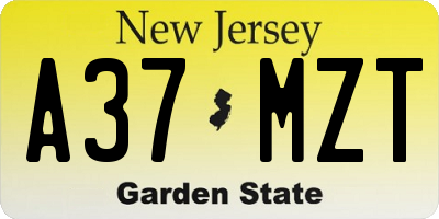 NJ license plate A37MZT