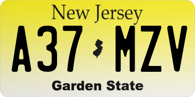 NJ license plate A37MZV
