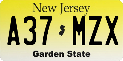 NJ license plate A37MZX