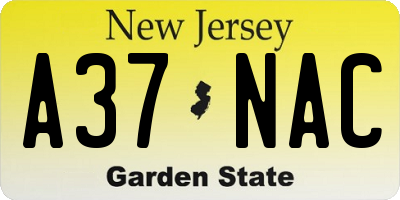 NJ license plate A37NAC