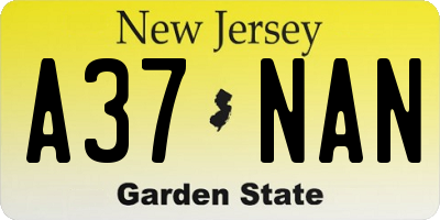 NJ license plate A37NAN