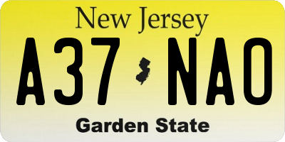NJ license plate A37NAO