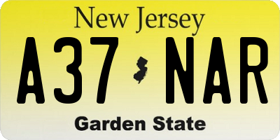 NJ license plate A37NAR